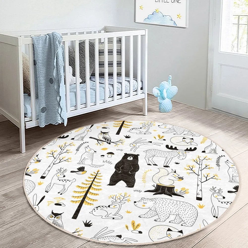 Tappeto per bambini giallo e bianco ø 120 cm Comfort - Mila Home