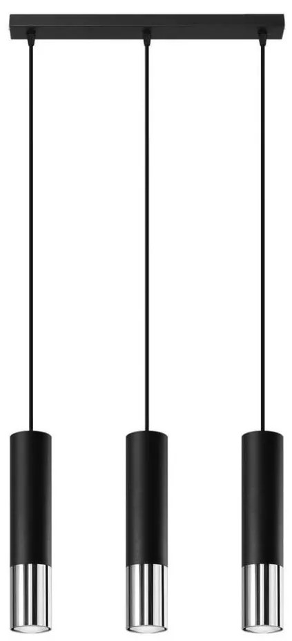 Sollux SL.0942 - Lampadario a sospensione con filo LOOPEZ 3xGU10/10W/230V nero/cromo