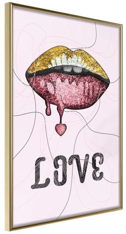 Poster  Lip Gloss and Love  Cornice Quadri Cornice d'oro, Larghezza x Altezza Home decor 30x45