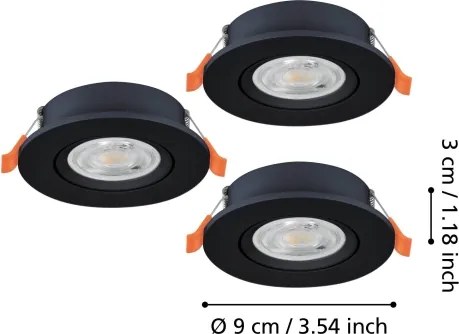 Eglo 902265 - Set da 3 faretti da incasso BARRANCO LED/4,8W/230V nero