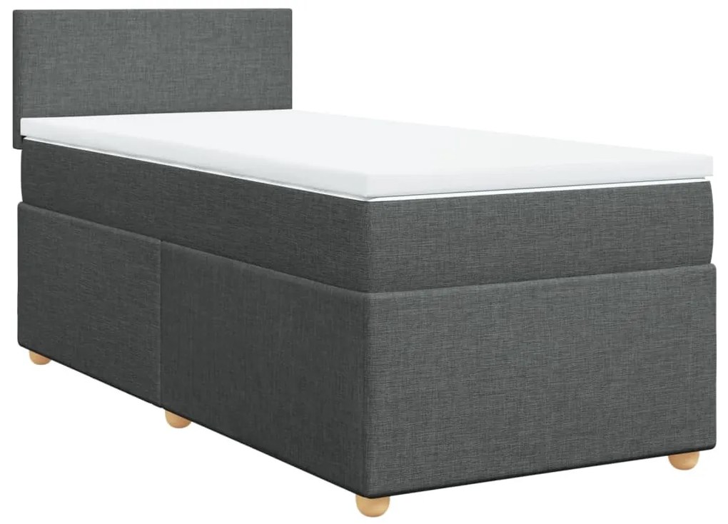 Letto a molle con materasso grigio scuro singolo in tessuto