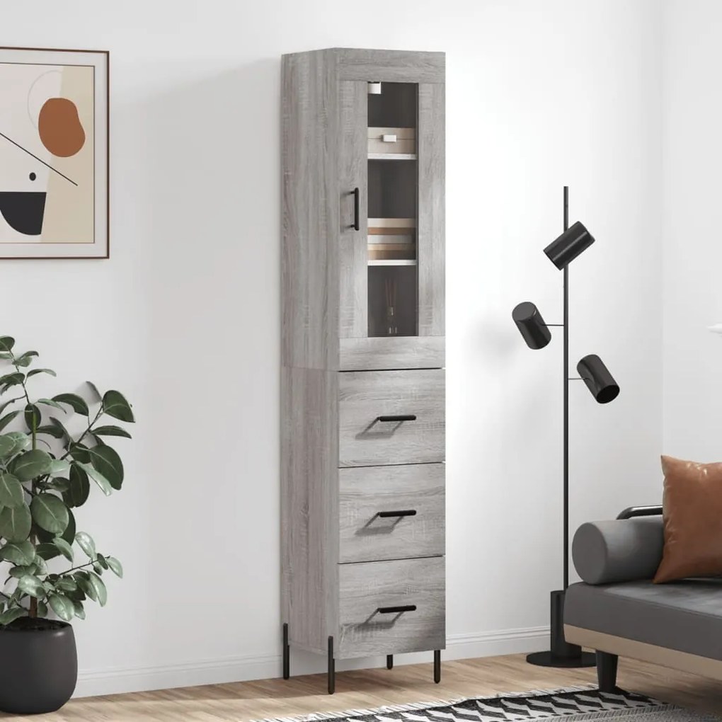 Credenza Grigio Sonoma 34,5x34x180 Cm İn Legno Multistrato /