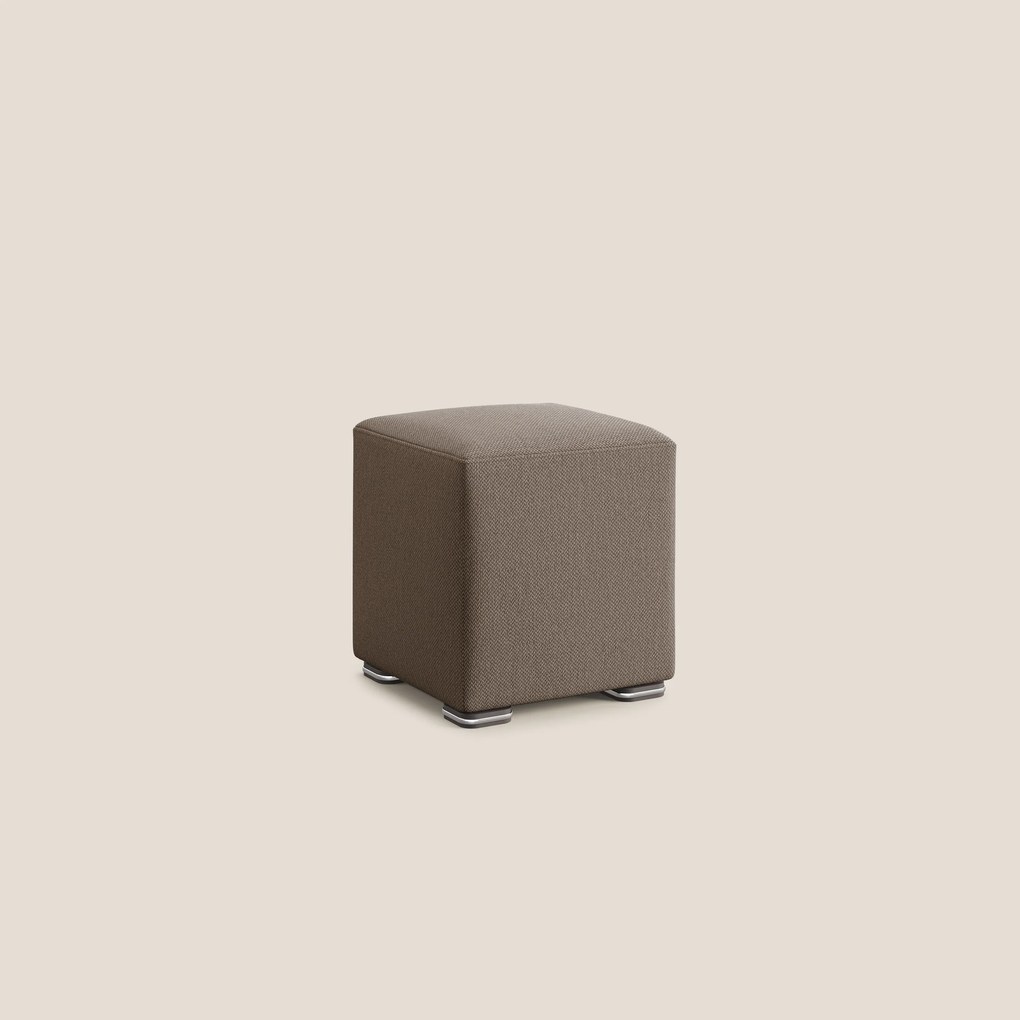 Cube pouf in tessuto morbido smacchiabile T05 marrone