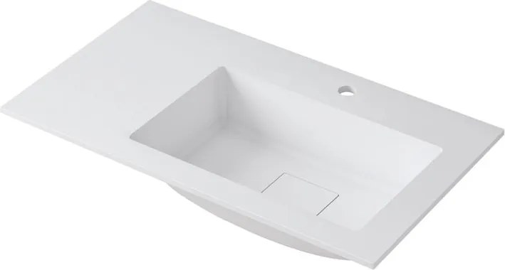 Lavabo a incasso rettangolare vasca a destra L 80.5 x H 15 x P 46 cm in resina bianco opaco