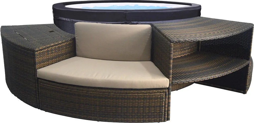 Vasca Idromassaggio da Esterno Semirigida Riscaldata 4 Posti con Mobili Ø156x70 cm NetSpa Vita Nera...
