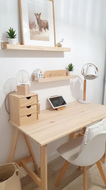 Scrivania Glam abete  L 120 x H 76 x P 60 cm beige