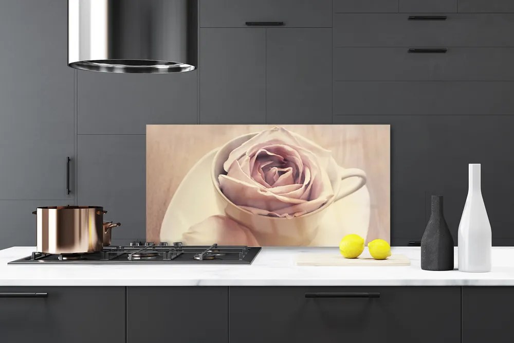 Panel Kuchenny Kubek Róża Sztuka 140x70 cm