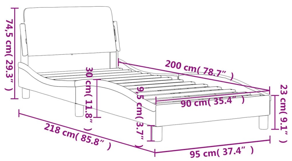 Giroletto con Testiera Cappuccino 90x200 cm in Similpelle