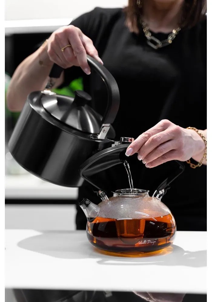 Bollitore nero con stantuffo , 1,5 l Diamante - Vialli Design