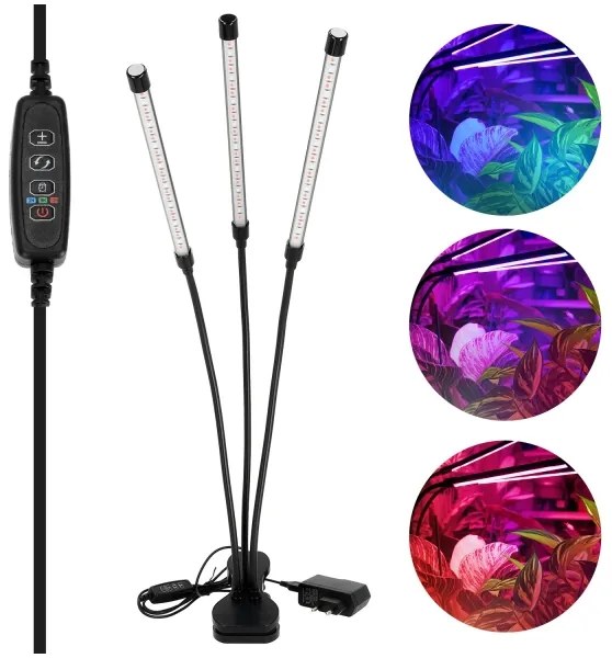 Lampada LED dimmerabile con clip per piante VITARO 3xLED/10W/230V nera