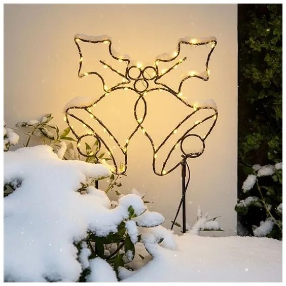 Solight 1V289 - Decorazione natalizia da esterno a LED 100xLED/3xAA IP44, luce calda, campanelle