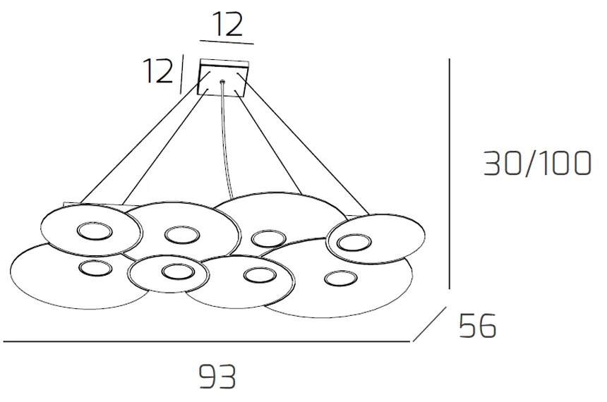 Sospensione Moderna Cloud Metallo Grigio 8 Luci Gx53