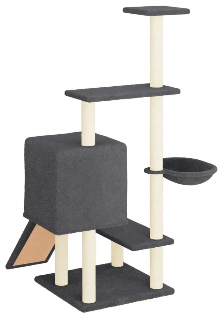 Albero per gatti con tiragraffi in sisal grigio scuro 130,5 cm