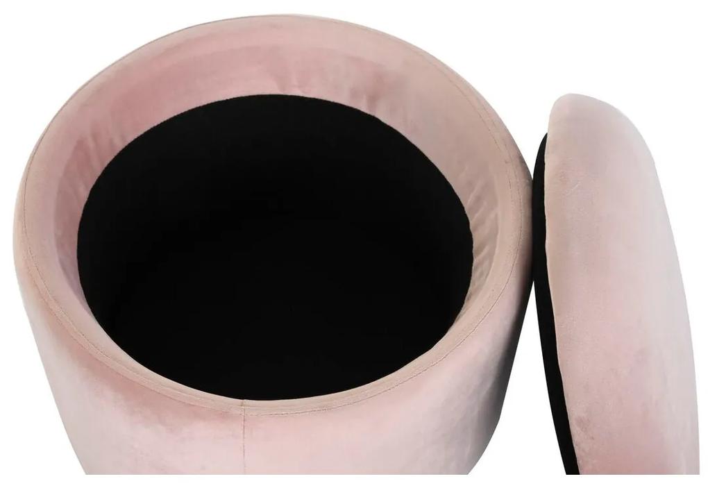 Poggiapiedi DKD Home Decor Nero Rosa Metallo Poliestere (42 x 42 x 42 cm)