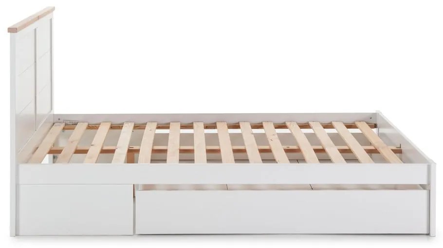 Letto matrimoniale bianco con contenitore con griglia 160x200 cm Gabi - Marckeric