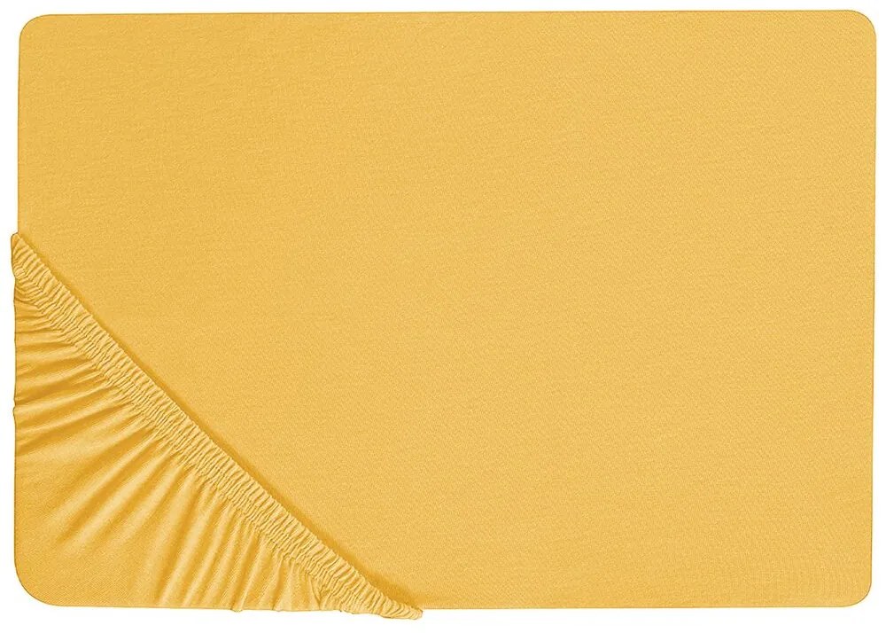 Lenzuolo con angoli cotone giallo senape 200 x 200 cm JANBU Beliani