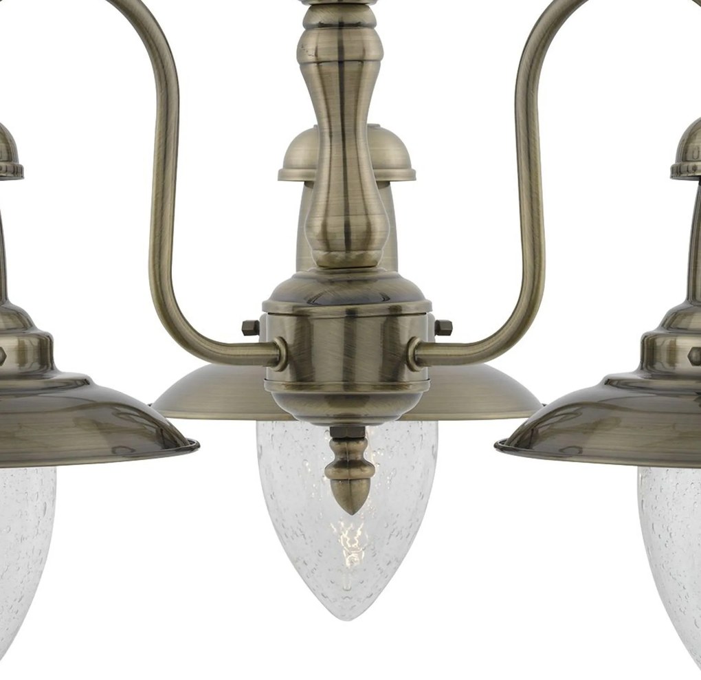 Lampadario Classico Fisher Man Acciaio Adjustable Vetro 3 Luci E27