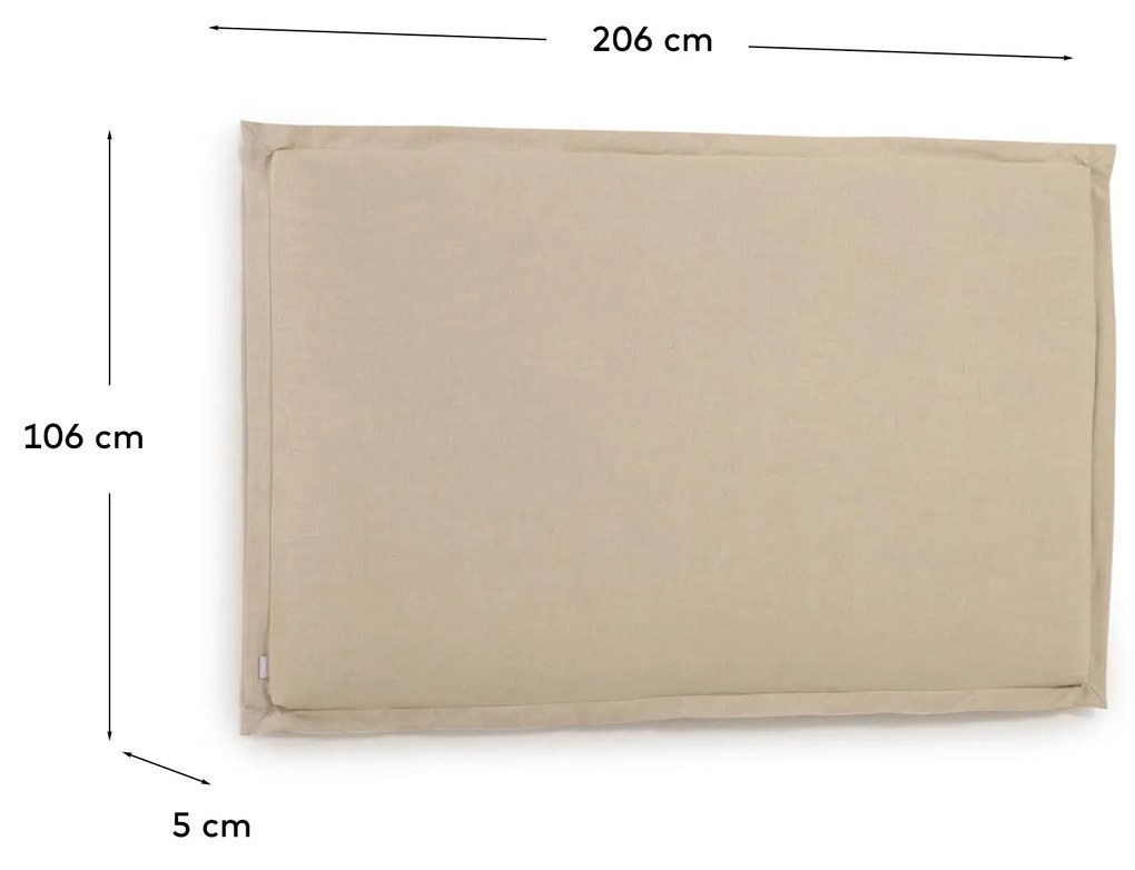 Kave Home - Testiera sfoderabile Tanit in lino beige per letto da 200 cm