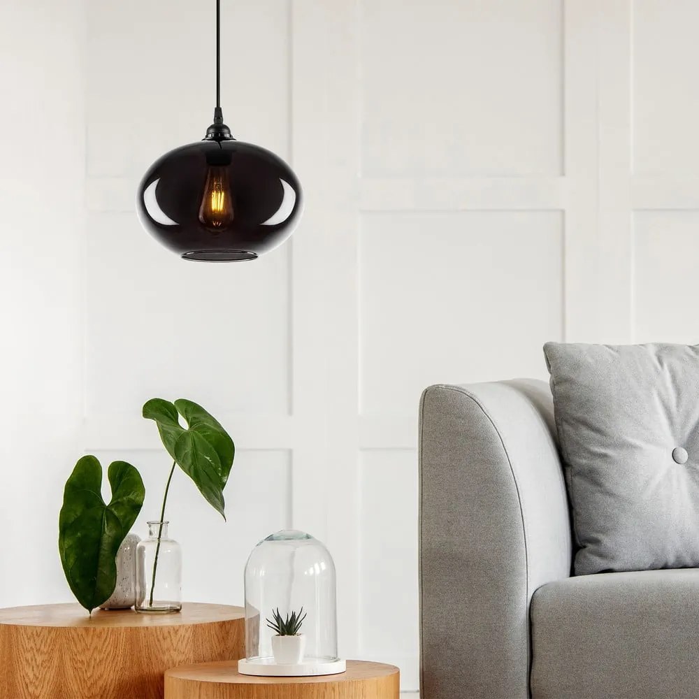 Lampadario nero con paralume in vetro ø 27 cm Smoked – Opviq lights