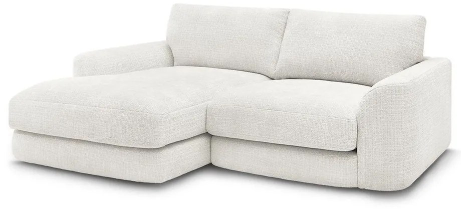 Divano angolare bianco (con penisola a sinistra/con chaise lounge) con rivestimento in ciniglia Leonore – Bobochic Paris