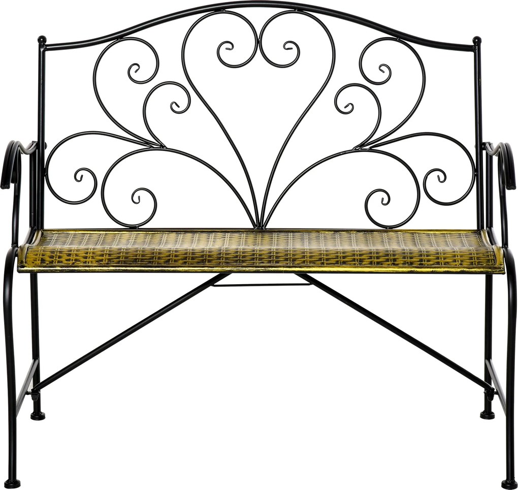 Panchina 2 Posti da giardino 100x50x88 cm in Ferro Nero e Bronzo...