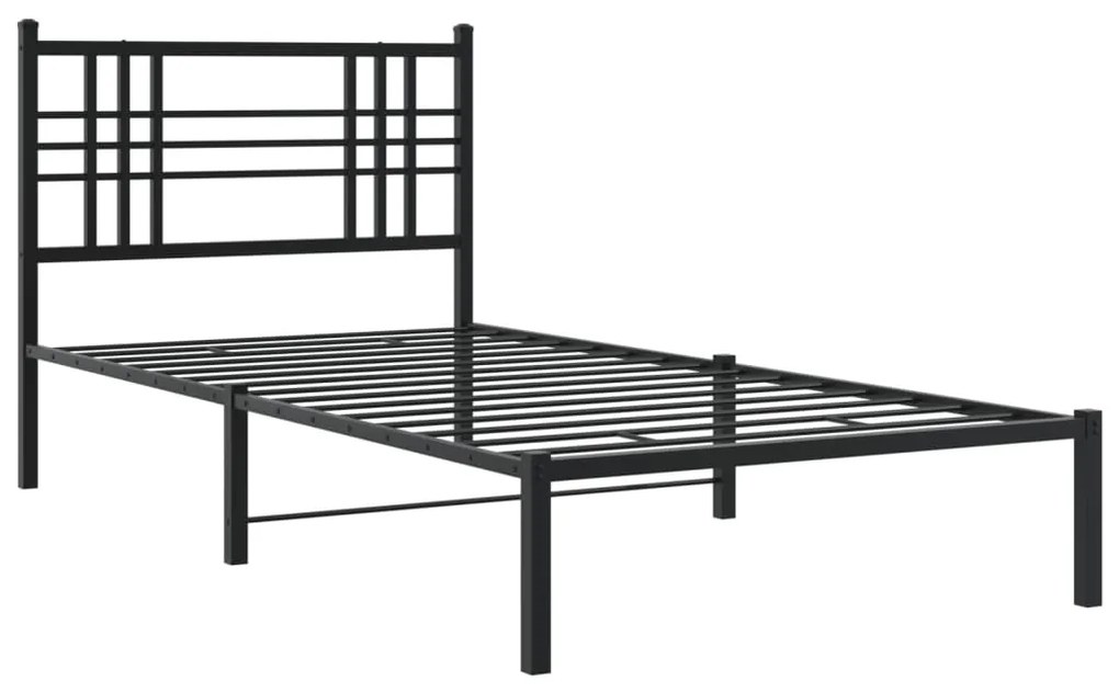 Giroletto con testiera in metallo nero 100x190 cm
