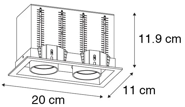 Faretto da incasso moderno nero orientabile 2 luci - Roof
