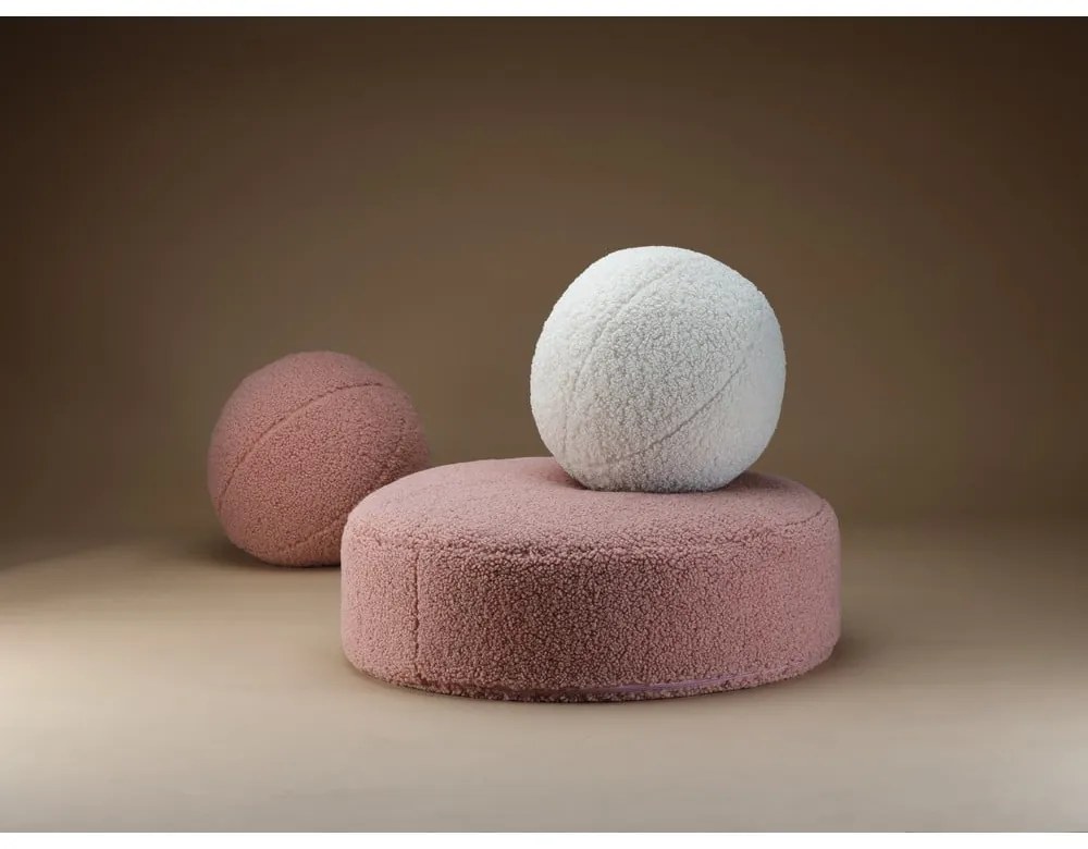 Pouf a sacco per bambini rosa con rivestimento in bouclé Round – Wigiwama