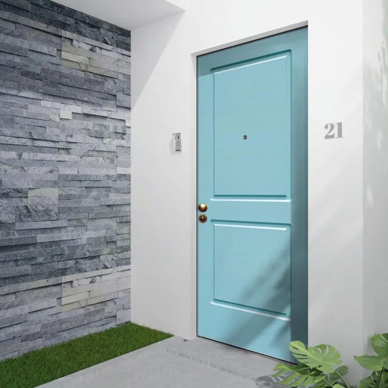 Porta blindata MASTER Miami L 80 x H 210 cm azzurro/noce apertura destra