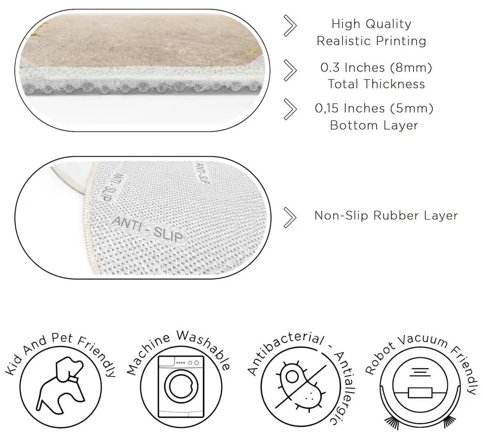 Tappeto rotondo blu/beige lavabile ø 150 cm Puddle – Mila Home