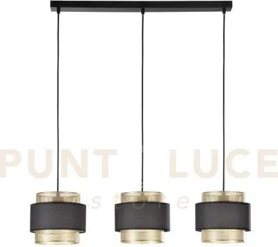Lampadario a sospensione lounge tre pendenti oro e nero in metallo ...