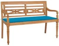 Panca Batavia con Cuscino Blu 120 cm in Massello di Teak cod mxl 45798