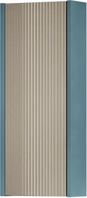 Pensile bagno Niwa cannettato laccato opaco blu pacifico con vetro sabbia, 1 anta P17 x L30 x H78.5 cm
