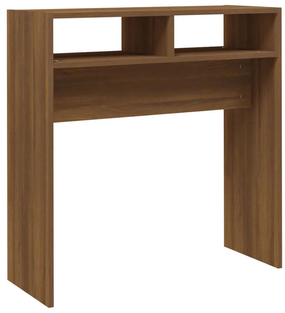 Tavolino consolle rovere marrone 78x30x80 cm legno multistrato