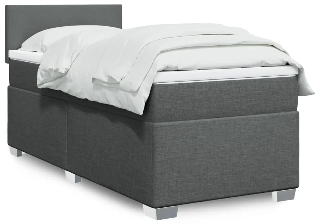 Giroletto A Molle Con Materasso Grigio Scuro 90x190 Cm Tessuto /