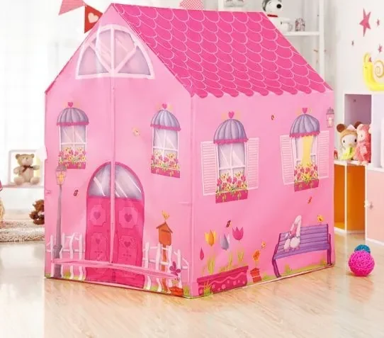 Tenda da gioco con tappetino imbottito rimovibile, Casetta per bambini per  interno 121 cmx105cmx137cm Blu/Rosa - Costway