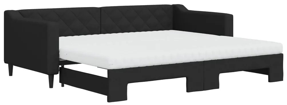 Divano letto estraibile con materassi nero 90x200 cm in tessuto