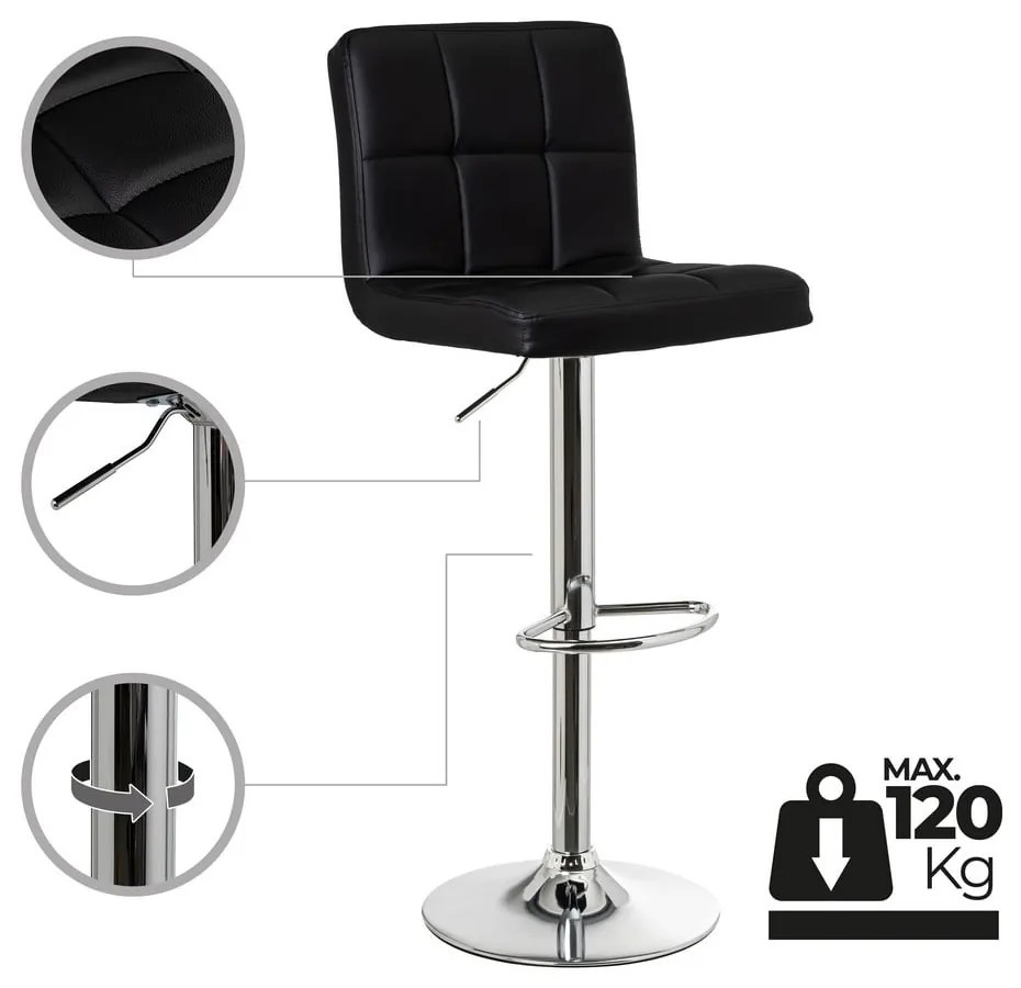 Sgabelli da bar neri ad altezza regolabile in similpelle in set di 2 (altezza seduta 93 cm) - Casa Selección