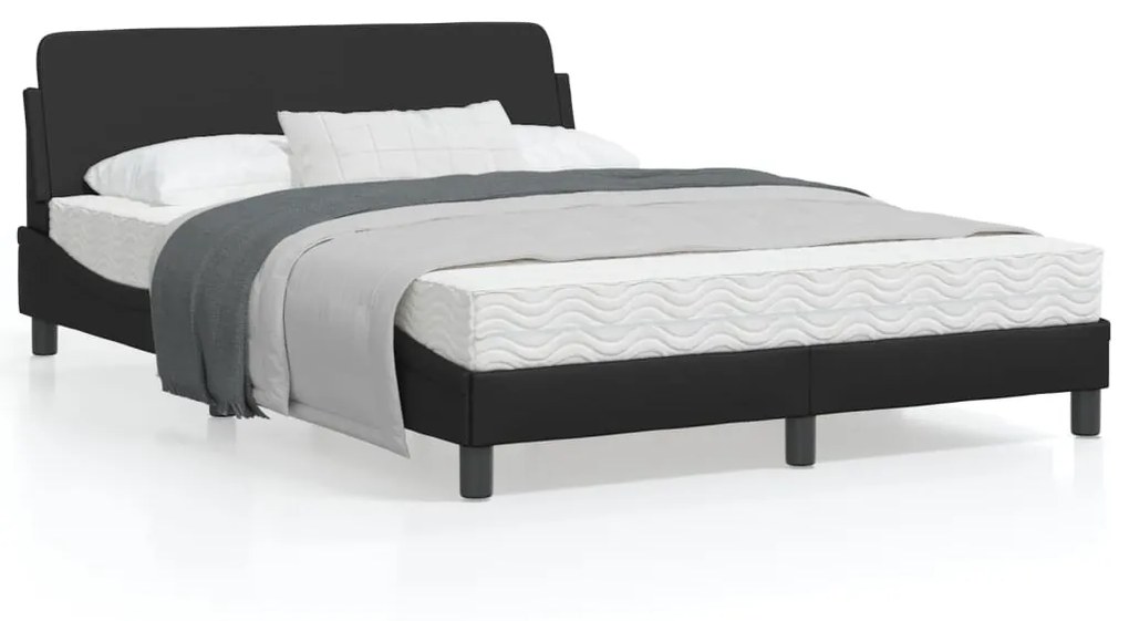 Giroletto Con Testiera Nero 120x200 Cm İn Similpelle /