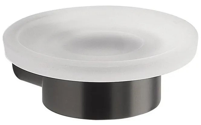 Gedy - Portasapone da parete PIRENEI vetro opalino/grigio metallizzato