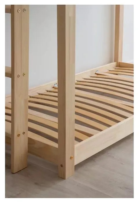 Letto da bambini di colore naturale con contenitore con rete inclusa 90x200 cm DMPB – Adeko