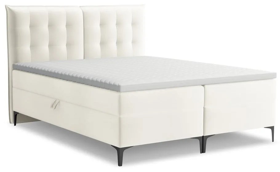 Letto boxspring color crema con contenitore 160x200 cm Mikana – Makamii
