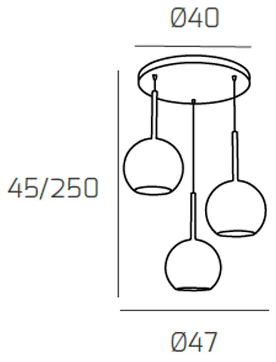 Sospensione Contemp. Rosone Tondo Future Met. Cromo Vetro Cromo 3 Luci E27 D47Cm