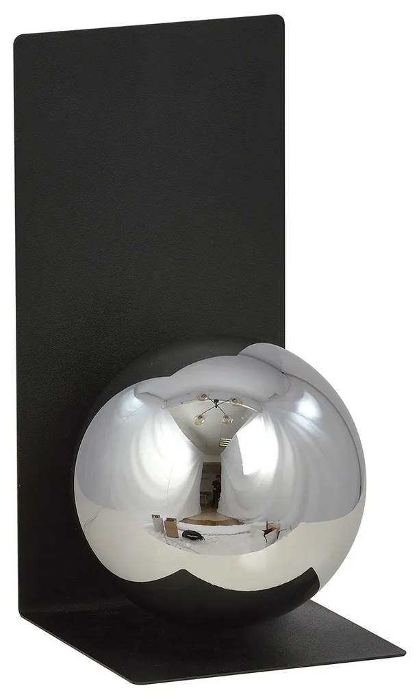 Applique Minimal 1 Luce Indiretta Agni Con Base In Acciaio Nero E Vetro Fumè