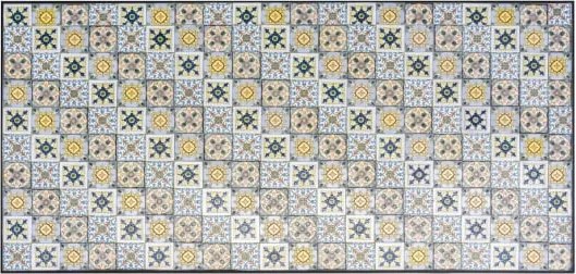 Set Tavolo E Sedie Da Esterno 100x200 Cm In Ferro E Maioliche Amalfi