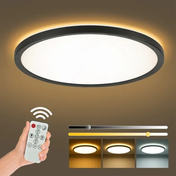 Brilagi - Lampada a LED dimmerabile ULTRA SLIM LED/24W/230V Ø 42 cm nera + telecomando