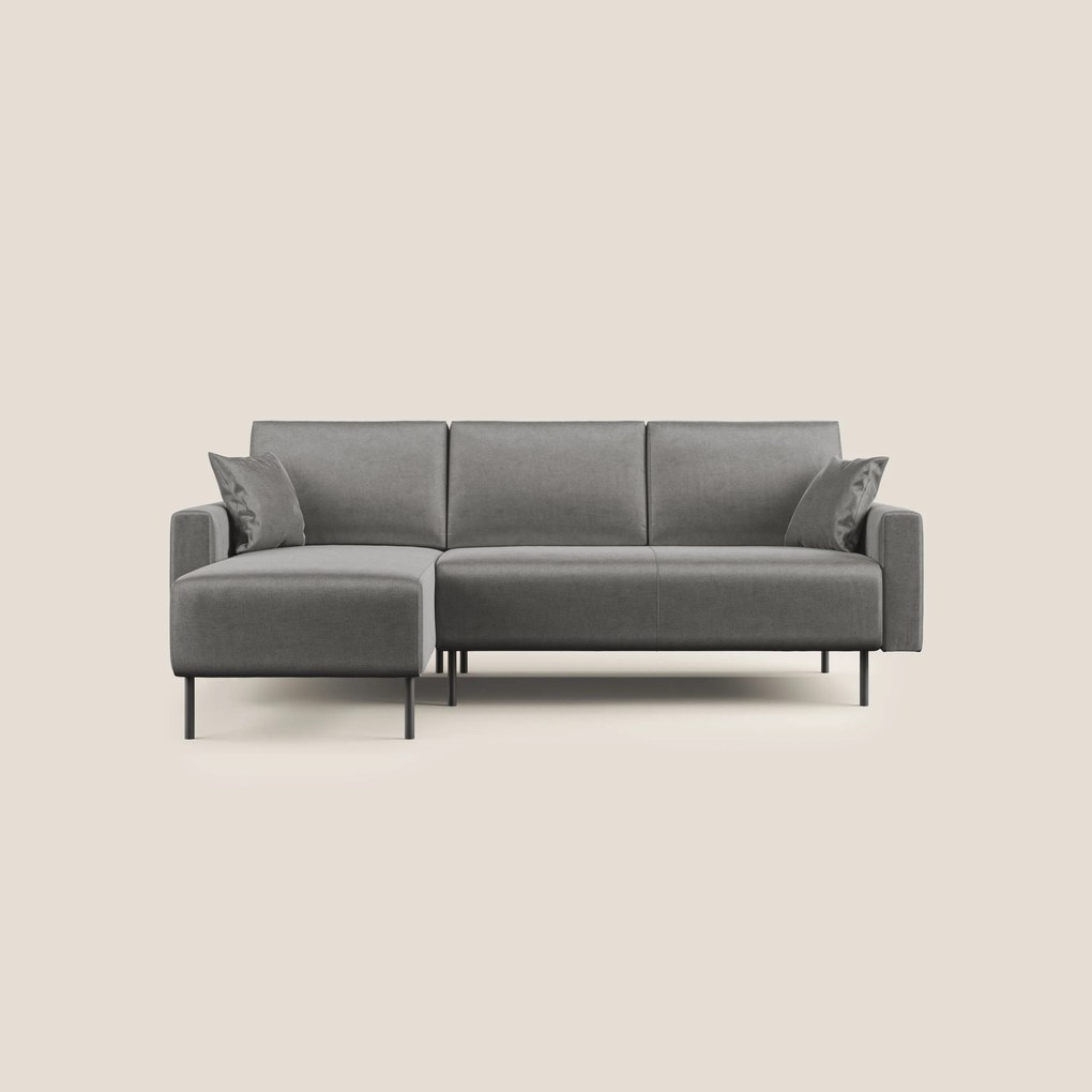 Arthur divano moderno angolare in velluto morbido impermeabile T01 grigio