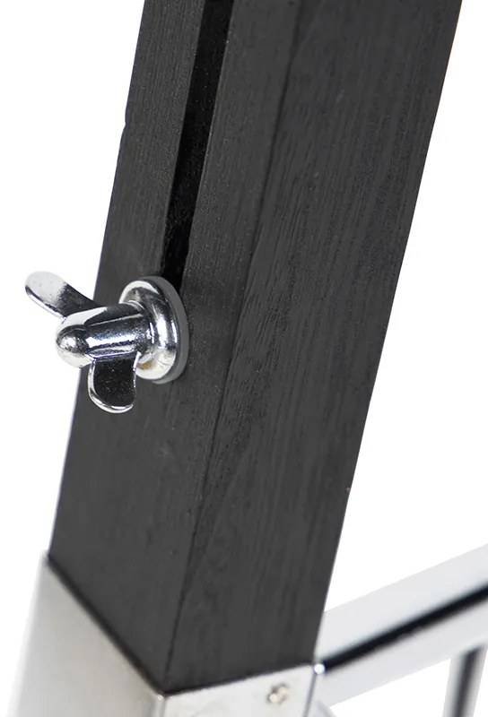 Lampada da terra treppiede nera con paralume 45 cm lino grigio scuro