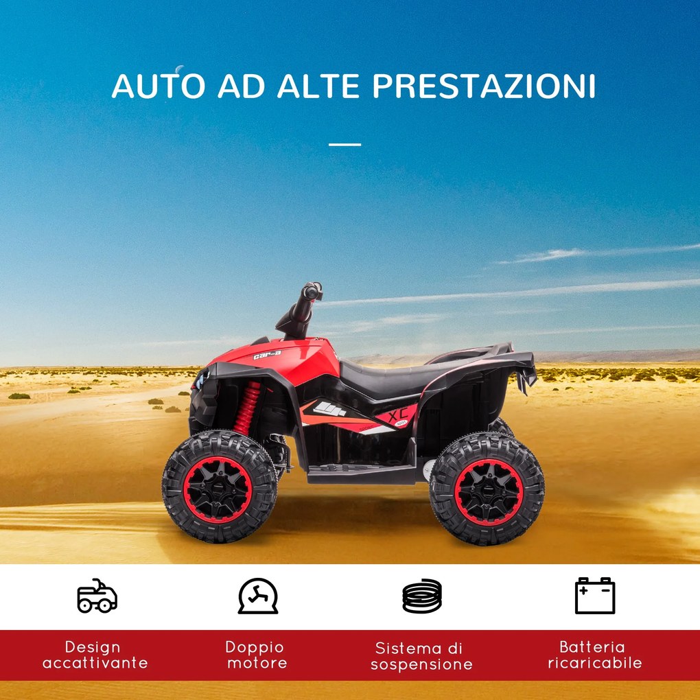 Mini Quad Elettrico per Bambini 12V Fari a LED Rosso...