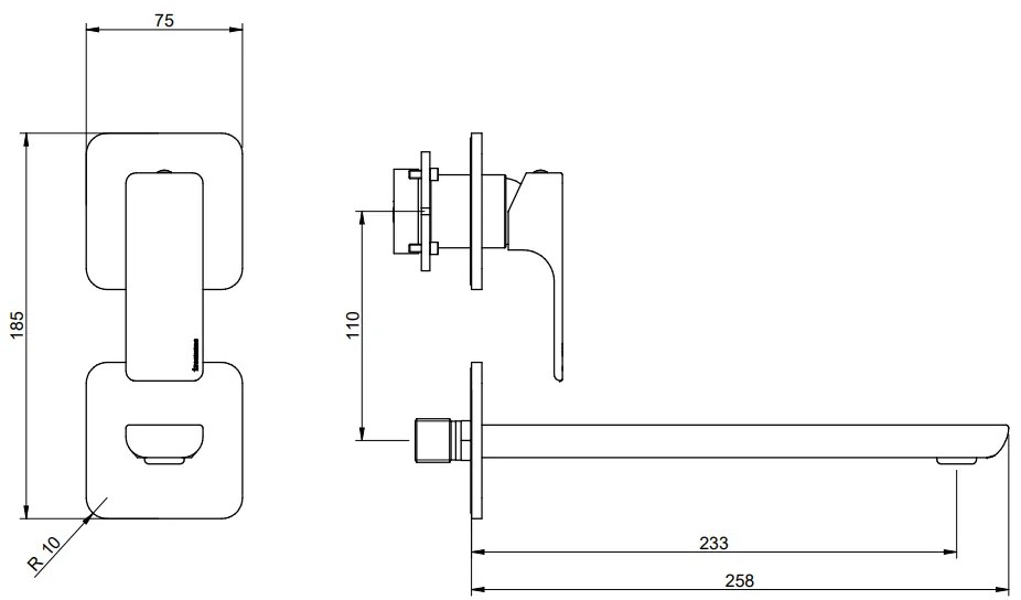 Treemme Hask RWIT6AD3CC01 miscelatore monocomando lavabo 233 mm senza parte incasso cromo